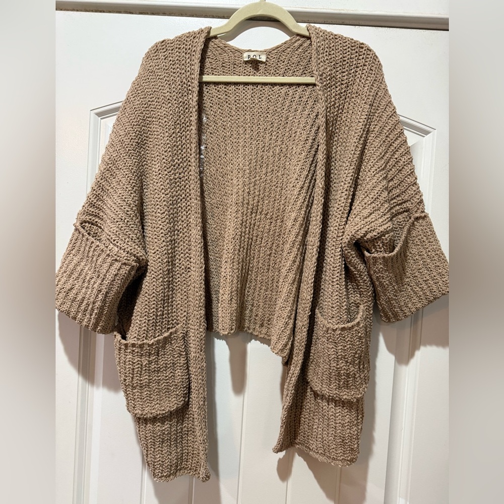 NWOT. POL Tan Knit Cardigan